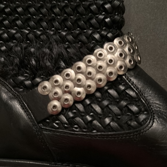 Metisse Italian leather biker boots with silver stud and buckle details - Picture 6 of 11